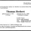 Herbert Thomas 1921-2003 Todesanzeige